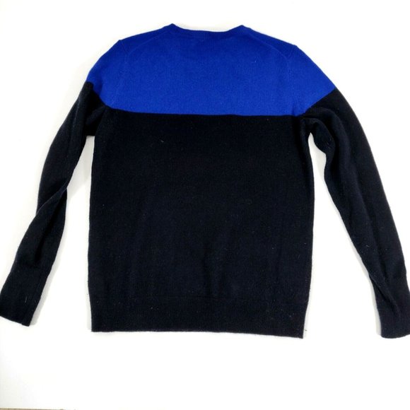 EVERLANE Womens' Size S  Colorblock  100% Cashmere Pullover Sweater Black Blue - Picture 3 of 8
